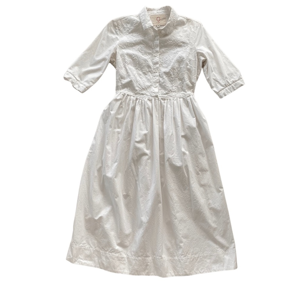 O by Organic for Anthropologie White Embroidered Dress